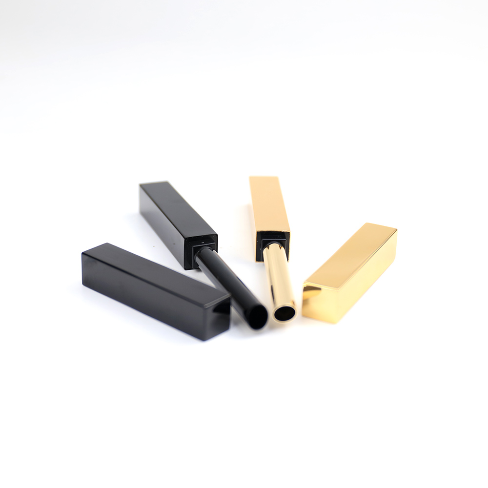 Wholesales Custom 1.1g Slim Square Empty Gold Black Aluminum Lipstick Tubes Packaging Manufacturer Factory