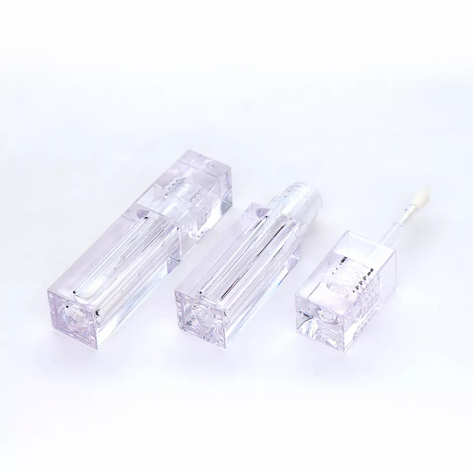 Empty Square Plastic Container Lip Gloss Tube