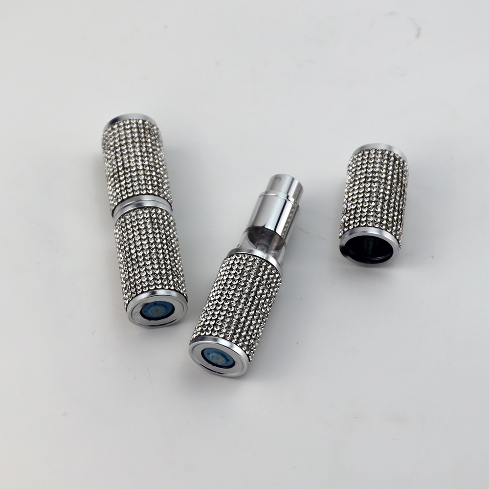 Leather Diamond Round PCTA Bottom-filled Perfume Atomizer