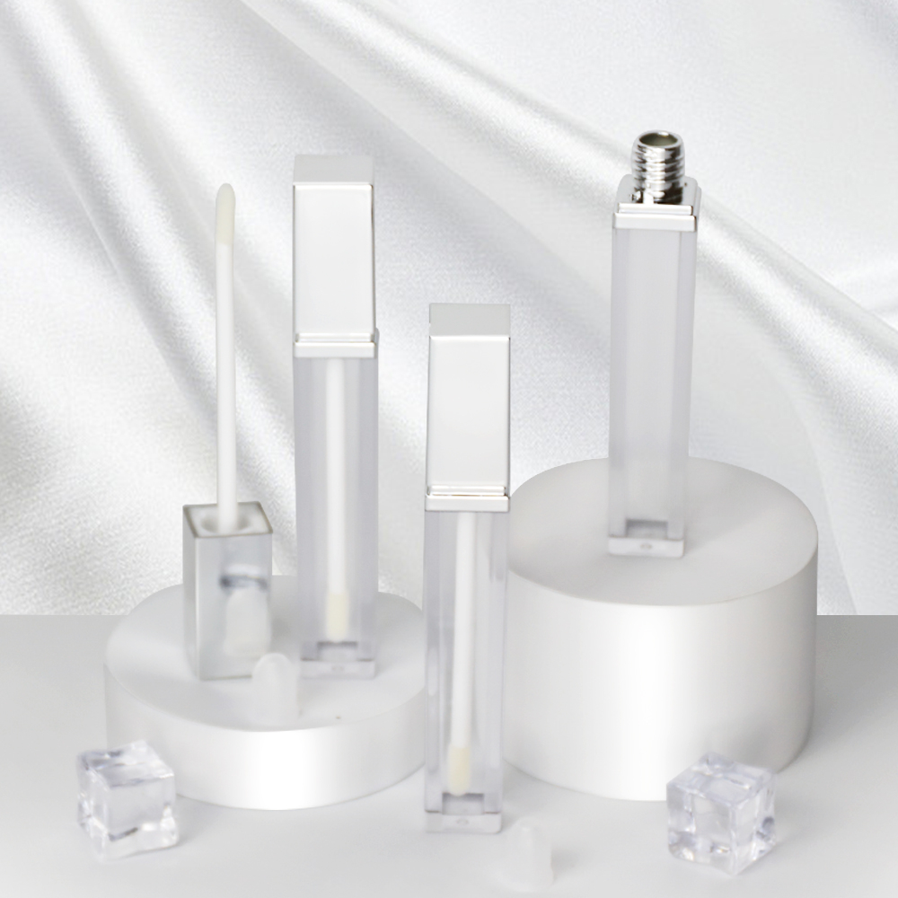 Square Empty Clear Lip Gloss Tubes with Lip Brush