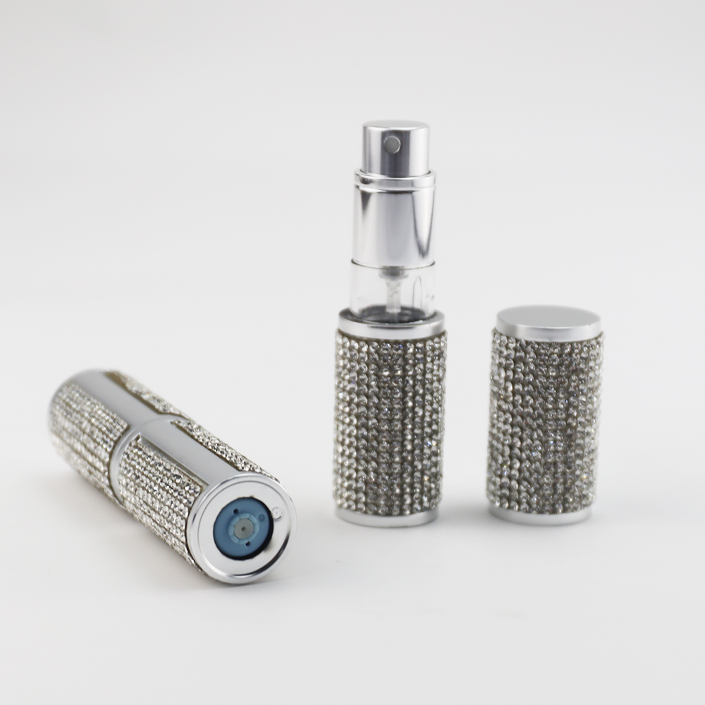 Leather Diamond Round PCTA Bottom-filled Perfume Atomizer