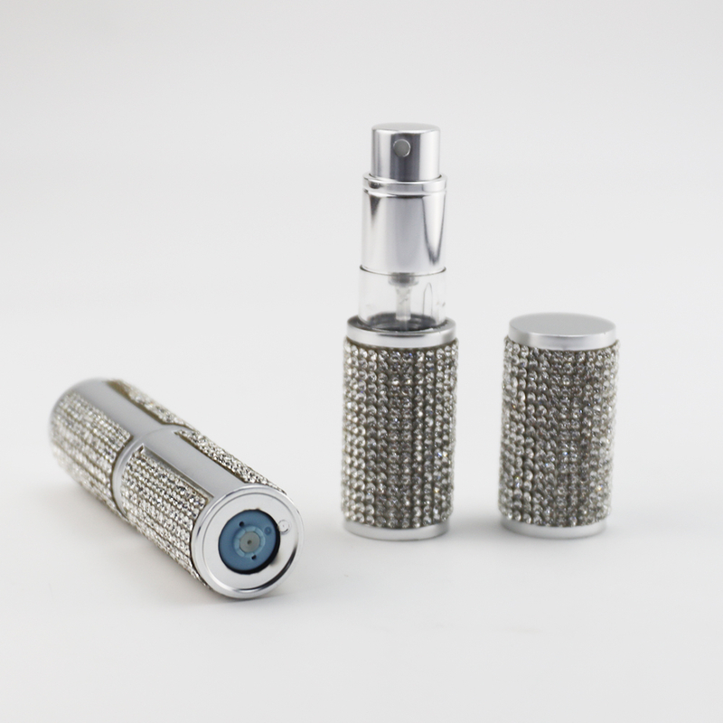 Leather Diamond Round PCTA Bottom-filled Perfume Atomizer