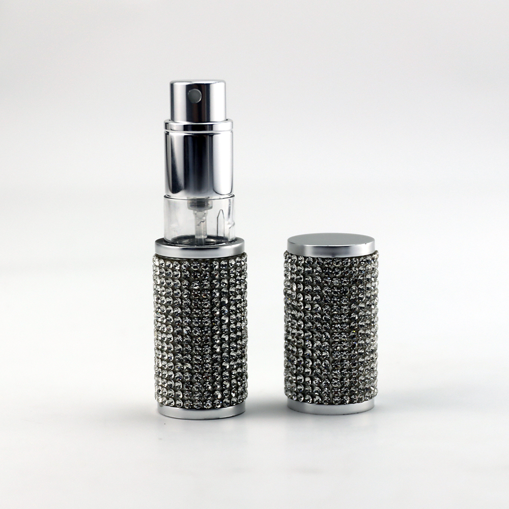 Leather Diamond Round PCTA Bottom-filled Perfume Atomizer