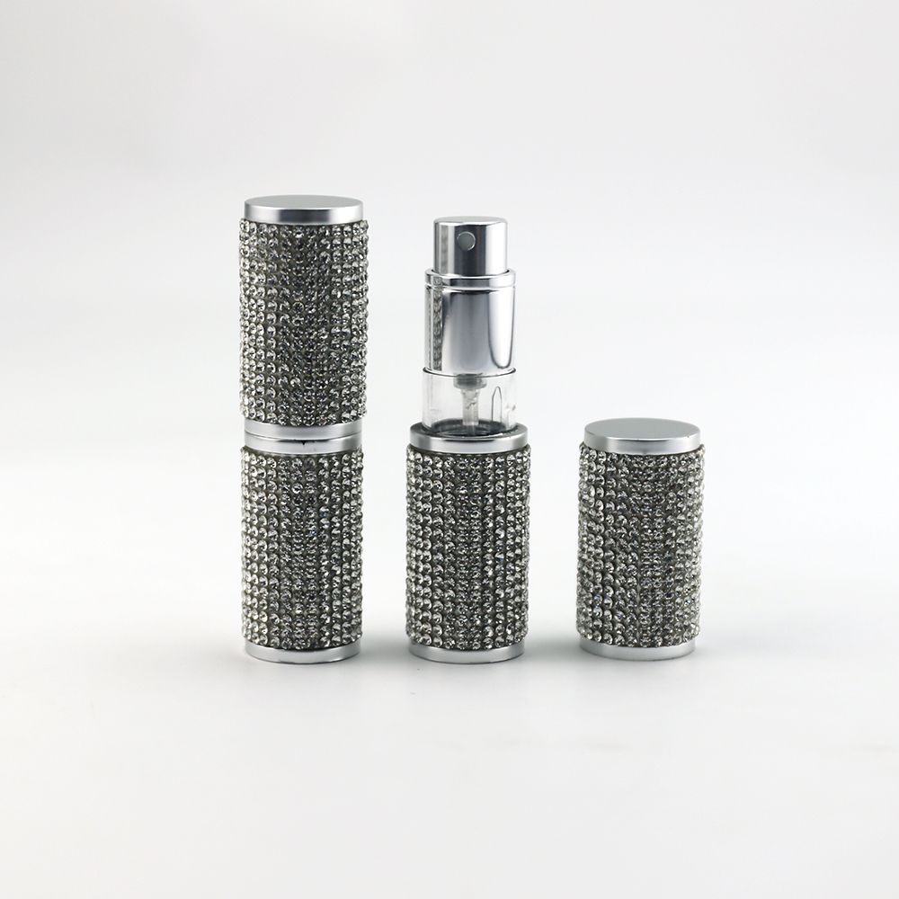 Leather Diamond Round PCTA Bottom-filled Perfume Atomizer