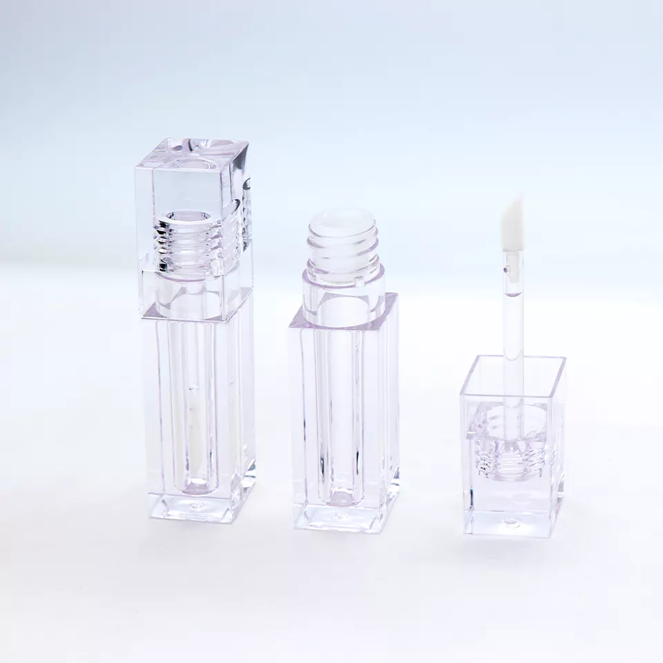 Empty Square Plastic Container Lip Gloss Tube