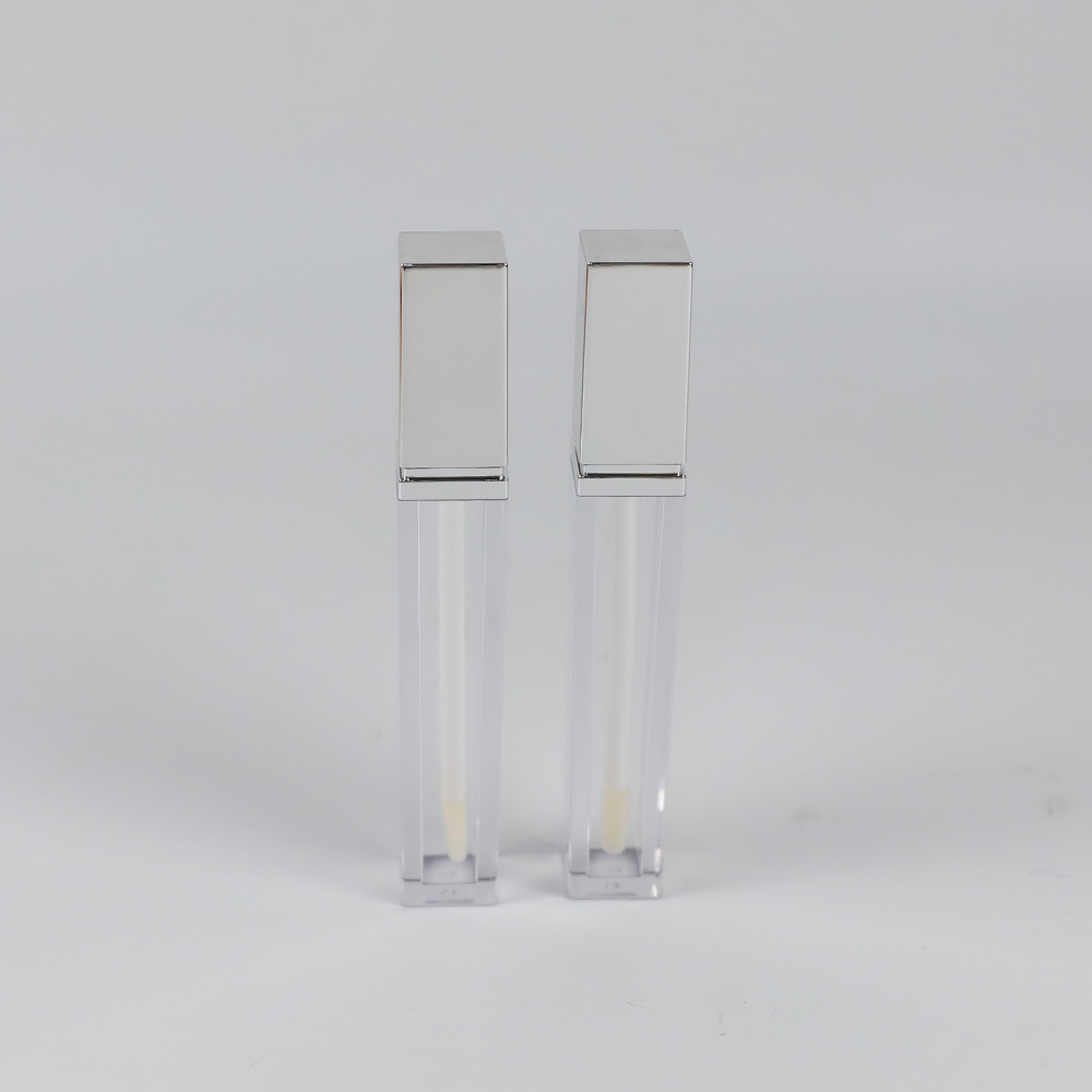 Square Empty Clear Lip Gloss Tubes with Lip Brush